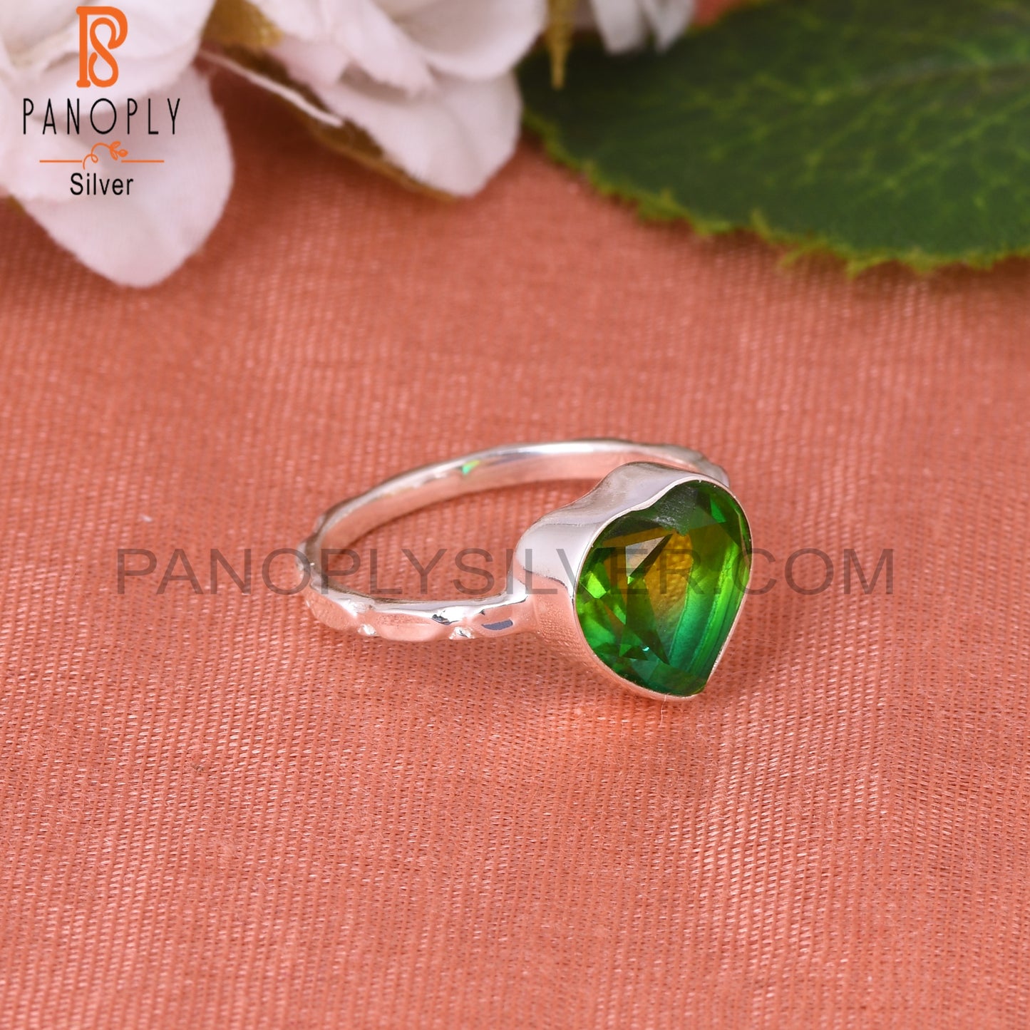 Bio Chrome Diopside Doublet Quartz Heart 925 Ring