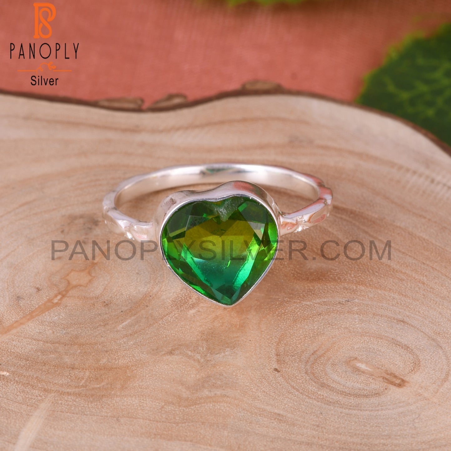 Bio Chrome Diopside Doublet Quartz Heart 925 Ring
