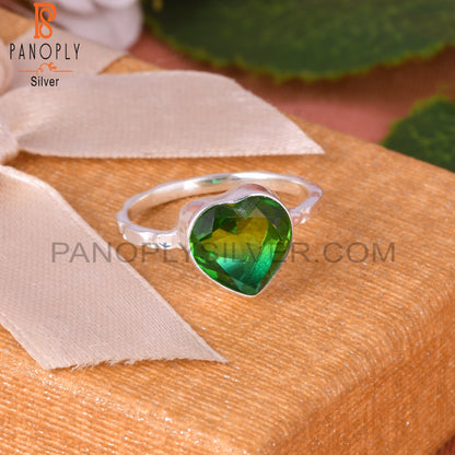 Bio Chrome Diopside Doublet Quartz Heart 925 Ring