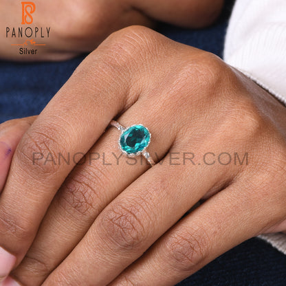 Santamaria Aquamarine Quartz Oval 925 Sterling Silver Ring