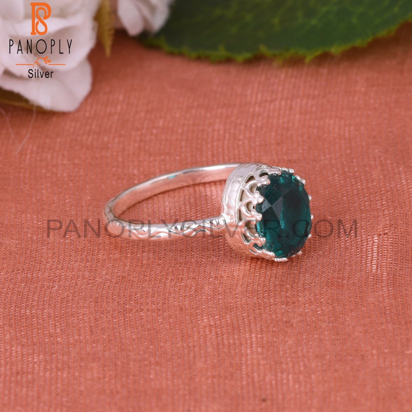 Santamaria Aquamarine Quartz Oval 925 Sterling Silver Ring