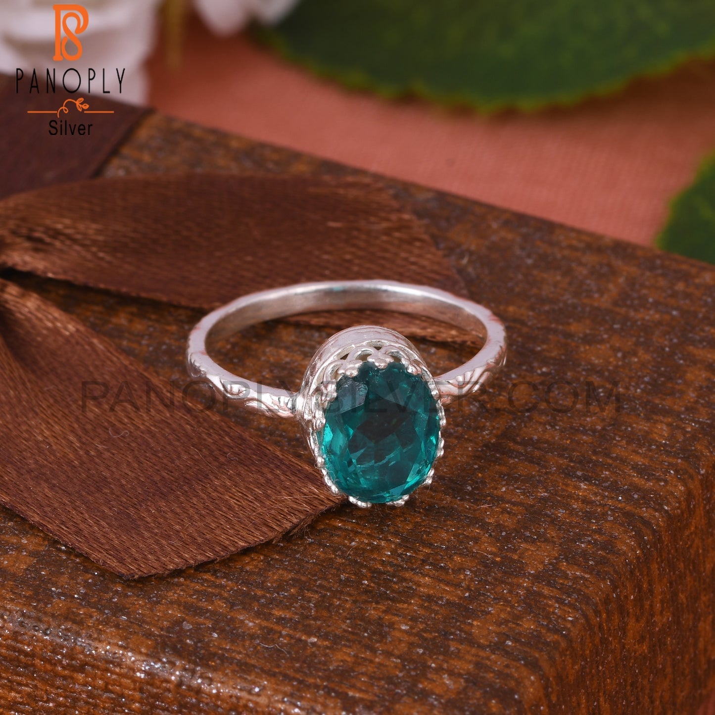 Santamaria Aquamarine Quartz Oval 925 Sterling Silver Ring