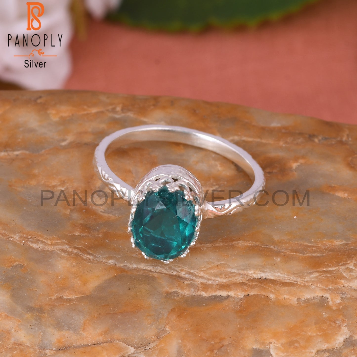 Santamaria Aquamarine Quartz Oval 925 Sterling Silver Ring