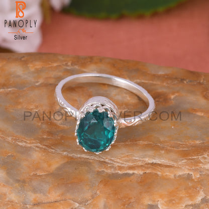 Santamaria Aquamarine Quartz Oval 925 Sterling Silver Ring