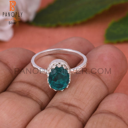 Santamaria Aquamarine Quartz Oval 925 Sterling Silver Ring