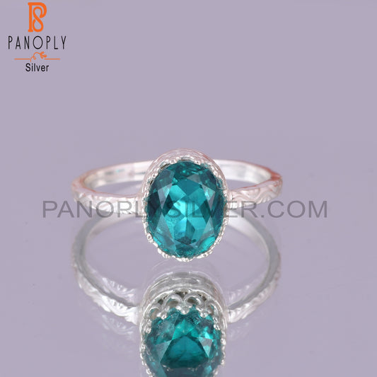 Santamaria Aquamarine Quartz Oval 925 Sterling Silver Ring