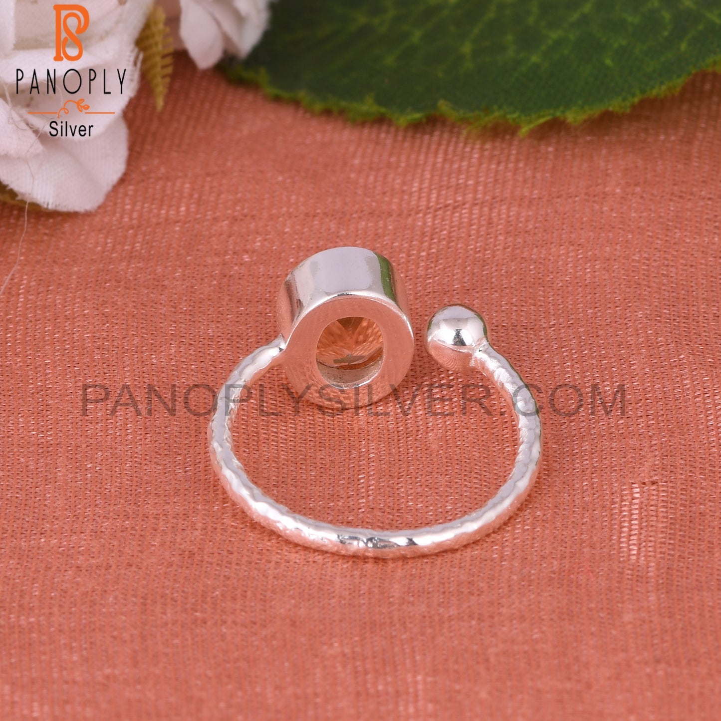 Doublet Morganite Quartz Oval 925 Silver Adjustable Ring