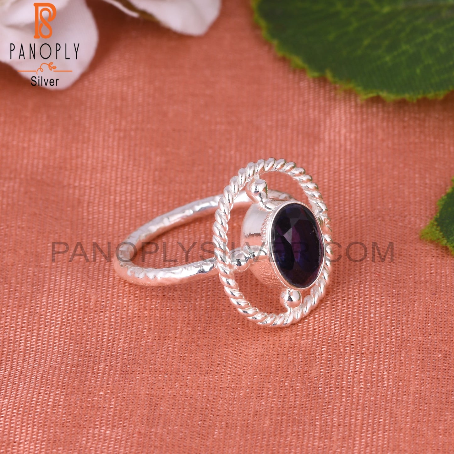 Doublet Amethyst Quartz Oval 925 Sterling Silver Ring
