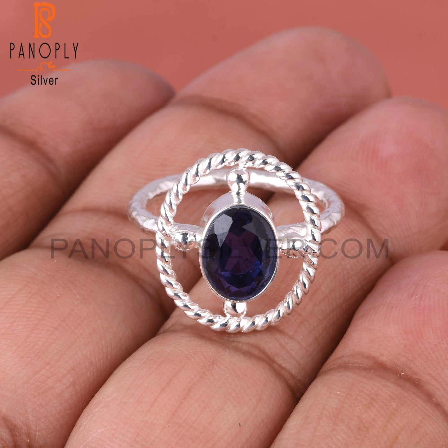 Doublet Amethyst Quartz Oval 925 Sterling Silver Ring