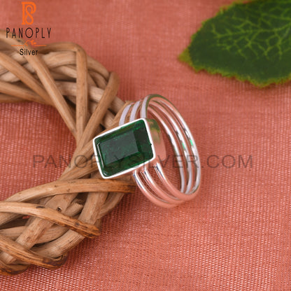 Doublet Zambian Emerald Quartz Octagon 925 Ring