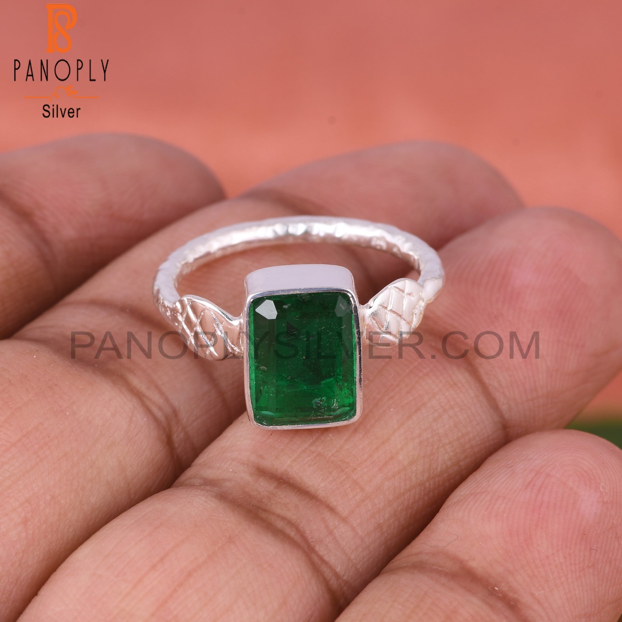 8.25 Ratti Emerald Ring Panna Stone Silver Ring Adjustable Certified  Astrological Gemstone for Women's and Men's