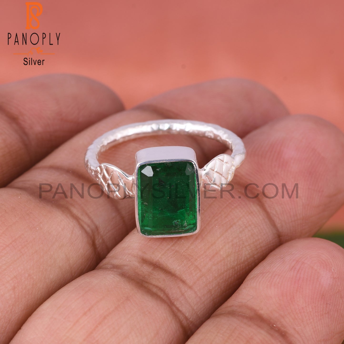 Doublet Zambian Emerald Quartz 925 Sterling Silver Ring