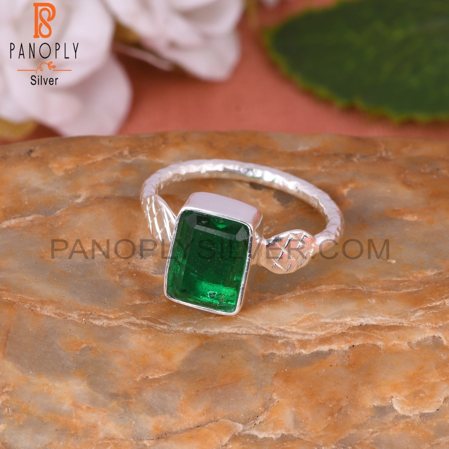 Doublet Zambian Emerald Quartz 925 Sterling Silver Ring