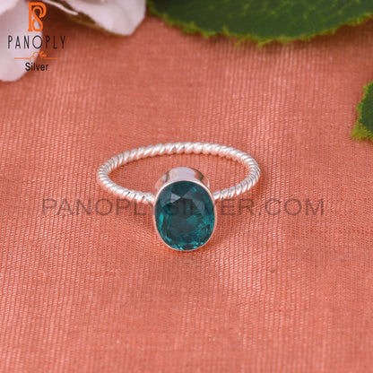 Doublet Santamaria Aquamarine Quartz Oval 925 Silver Ring