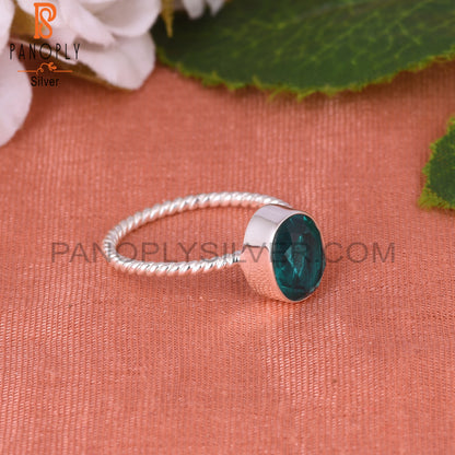 Doublet Santamaria Aquamarine Quartz Oval 925 Silver Ring