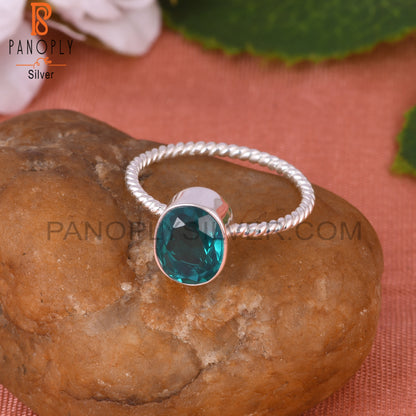 Doublet Santamaria Aquamarine Quartz Oval 925 Silver Ring