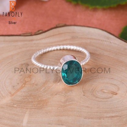 Doublet Santamaria Aquamarine Quartz Oval 925 Silver Ring