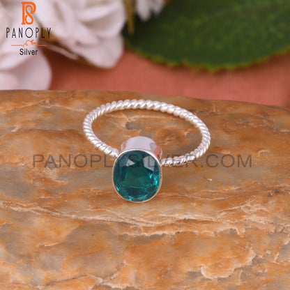 Doublet Santamaria Aquamarine Quartz Oval 925 Silver Ring