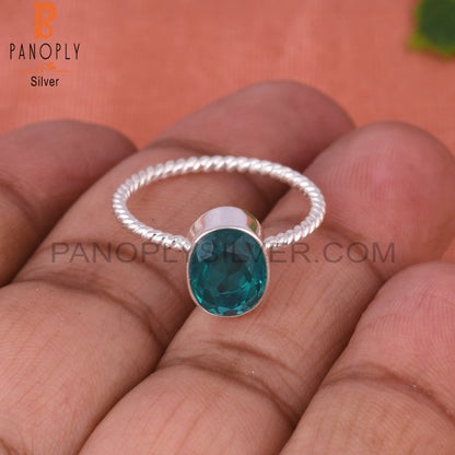 Doublet Santamaria Aquamarine Quartz Oval 925 Silver Ring