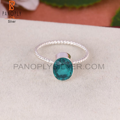 Doublet Santamaria Aquamarine Quartz Oval 925 Silver Ring