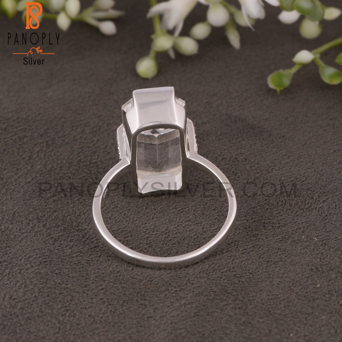 Crystal Quartz & Moissanite Octogan Shape 925 Silver Ring