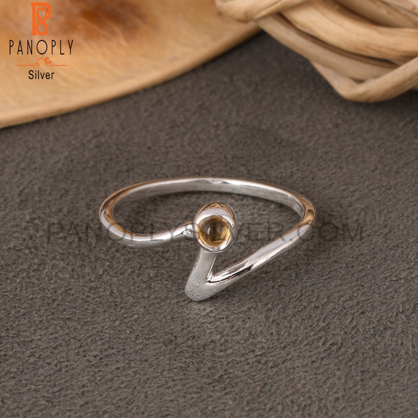 Citrine Zig Zag 925 Sterling Silver Ring