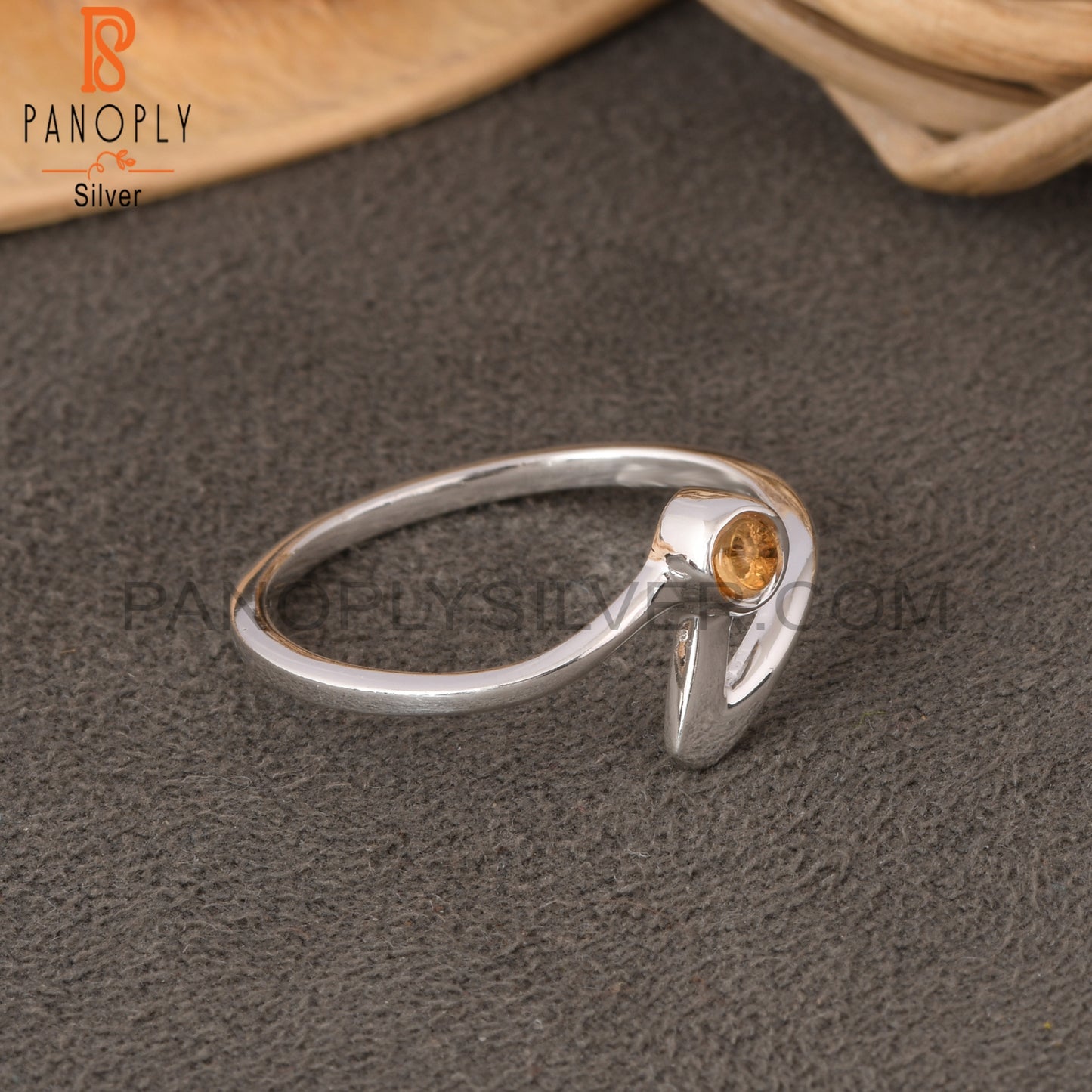 Citrine Zig Zag 925 Sterling Silver Ring