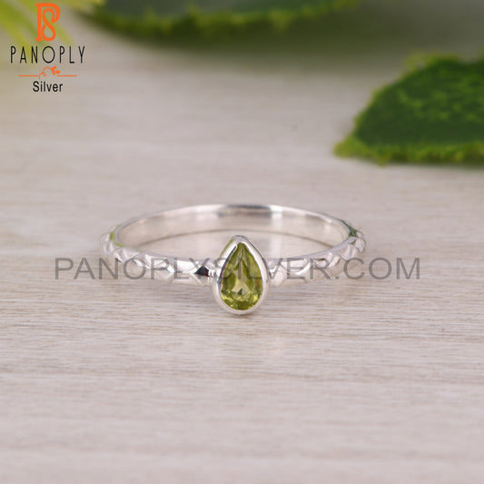 Peridot Pear 925 Sterling Silver Ring