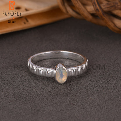 Ethiopian Opal Oval 925 Sterling Silver Ring