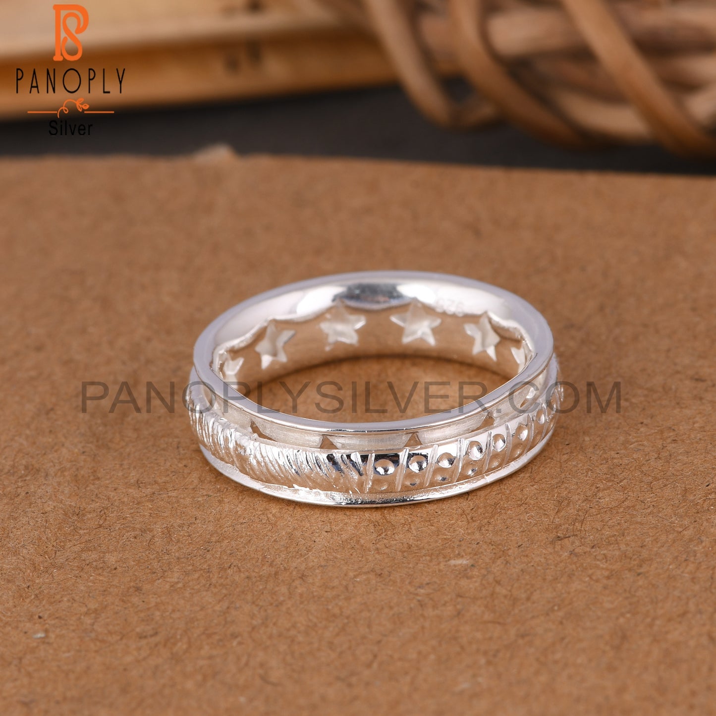 Handmade 925 Sterling Silver Spinner Texture Ring