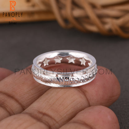 Handmade 925 Sterling Silver Spinner Texture Ring