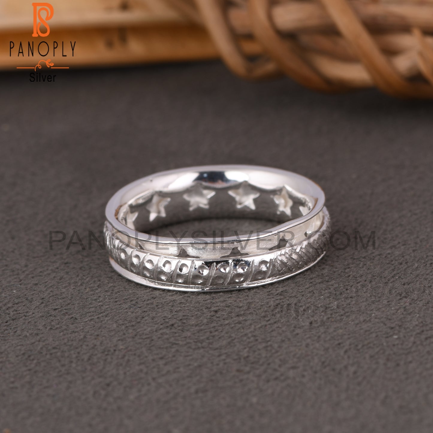 Handmade 925 Sterling Silver Spinner Texture Ring