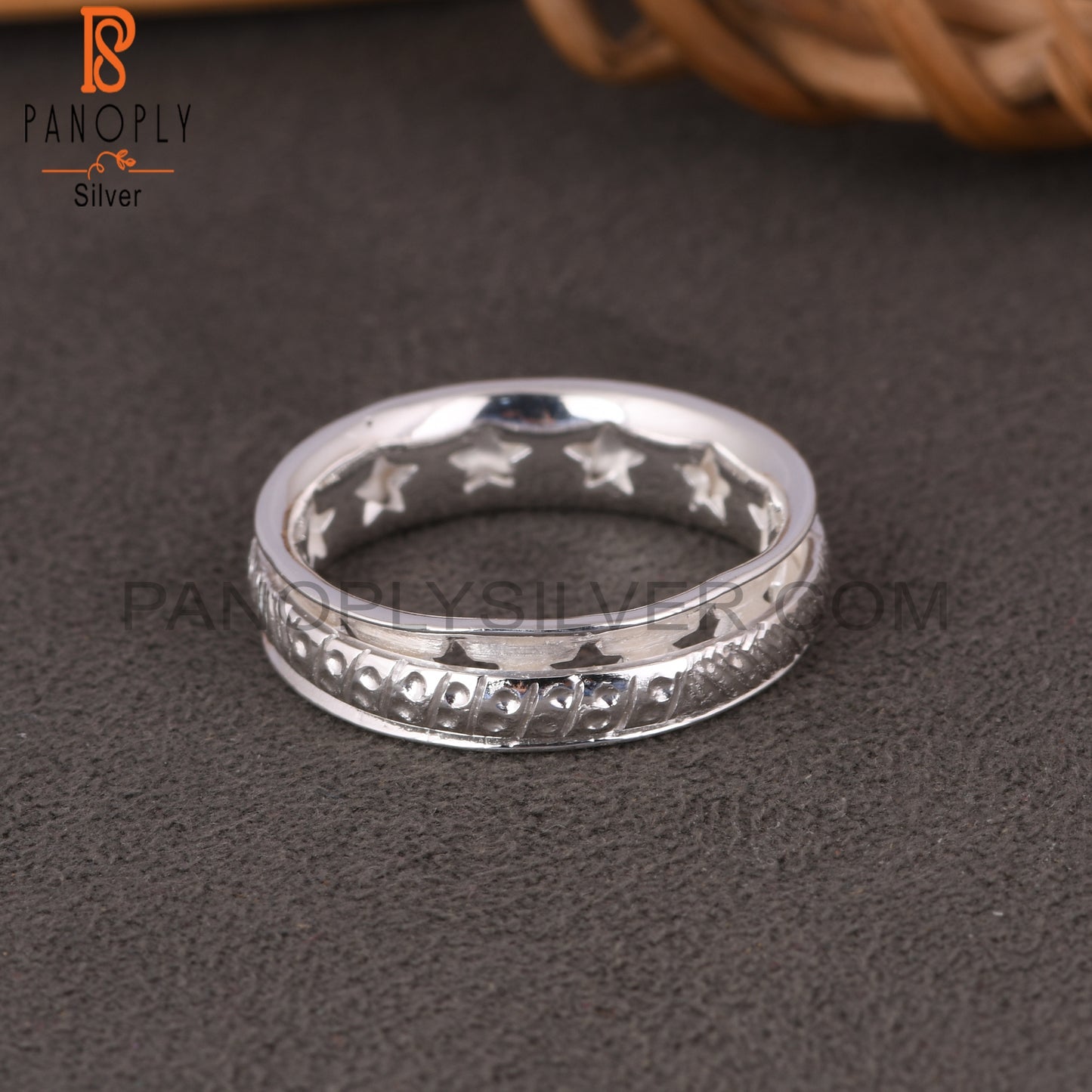 Handmade 925 Sterling Silver Spinner Texture Ring