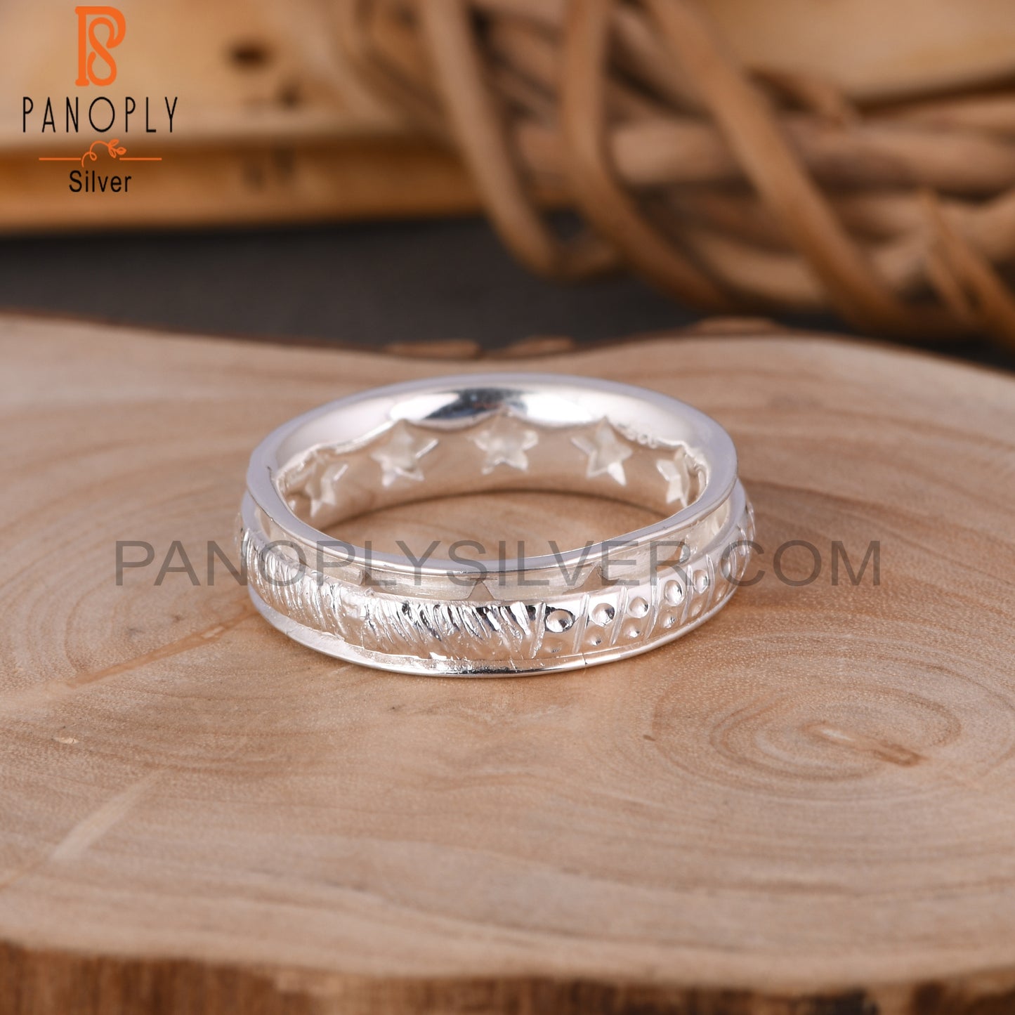 Handmade 925 Sterling Silver Spinner Texture Ring