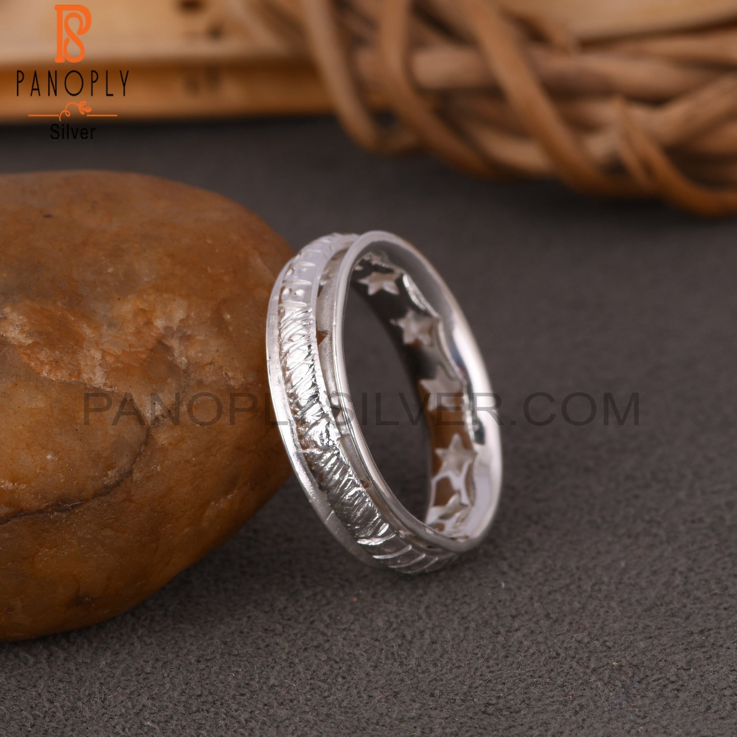 Handmade 925 Sterling Silver Spinner Texture Ring