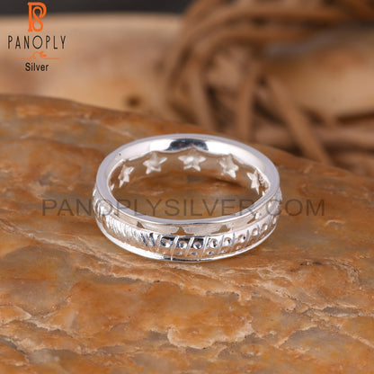 Handmade 925 Sterling Silver Spinner Texture Ring