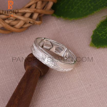 Leaf Texture Spinner 925 Sterling Silver Ring