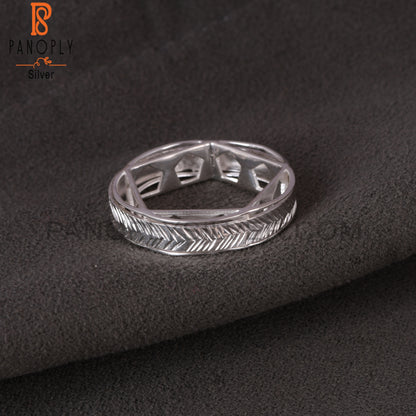 Leaf Texture Spinner 925 Sterling Silver Ring