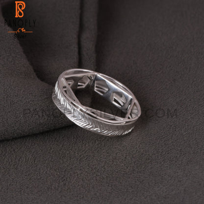 Leaf Texture Spinner 925 Sterling Silver Ring