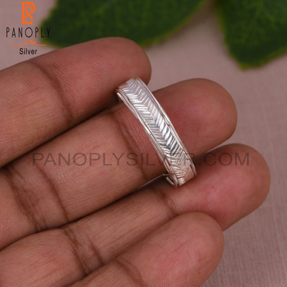 Leaf Texture Spinner 925 Sterling Silver Ring