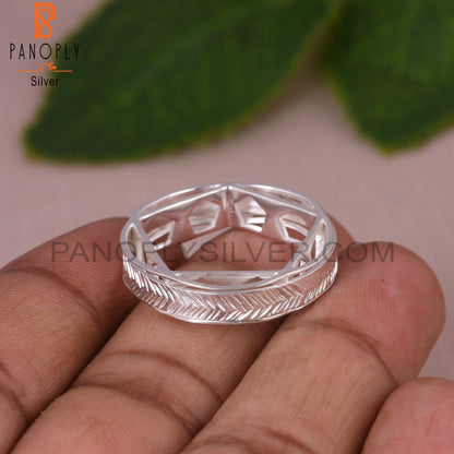 Leaf Texture Spinner 925 Sterling Silver Ring