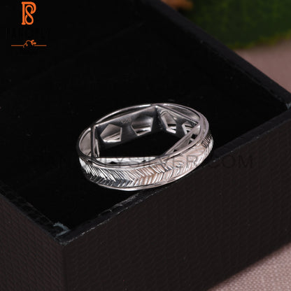 Leaf Texture Spinner 925 Sterling Silver Ring