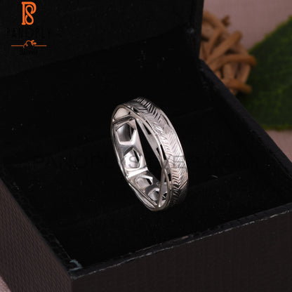 Leaf Texture Spinner 925 Sterling Silver Ring