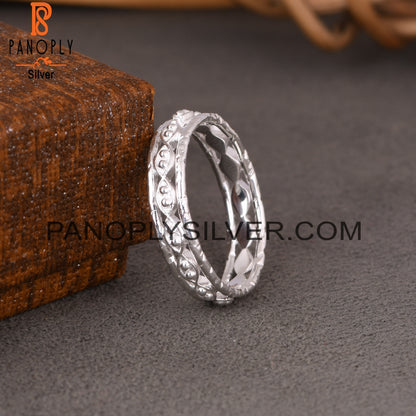 Twist & Dot Band 925 Sterling Silver Ring Band