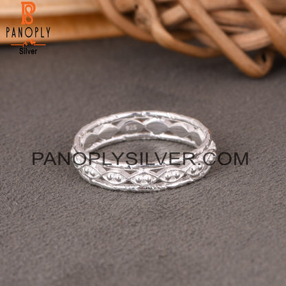 Twist & Dot Band 925 Sterling Silver Ring Band
