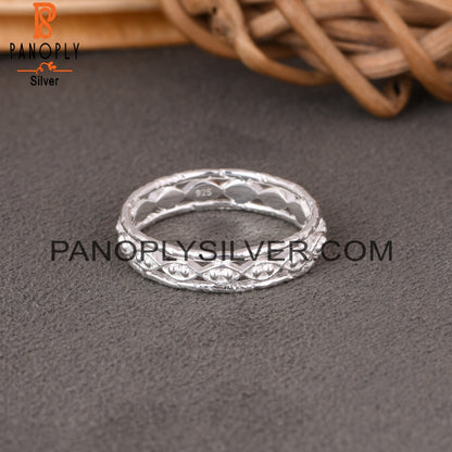 Twist & Dot Band 925 Sterling Silver Ring Band