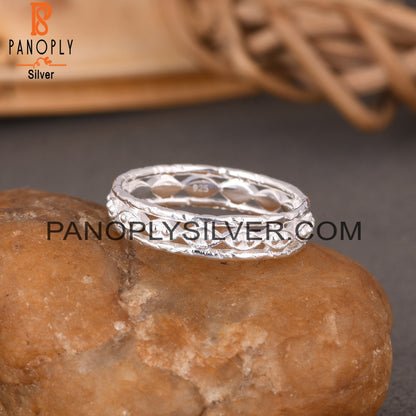 Twist & Dot Band 925 Sterling Silver Ring Band