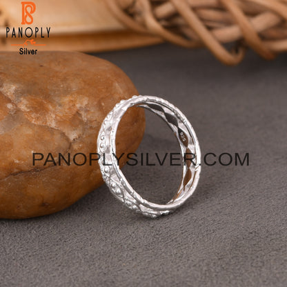 Twist & Dot Band 925 Sterling Silver Ring Band