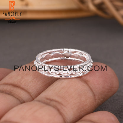 Twist & Dot Band 925 Sterling Silver Ring Band