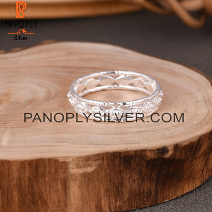 Twist & Dot Band 925 Sterling Silver Ring Band